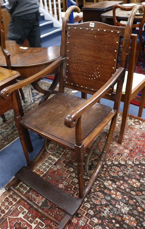 A late Victorian beech bath chair